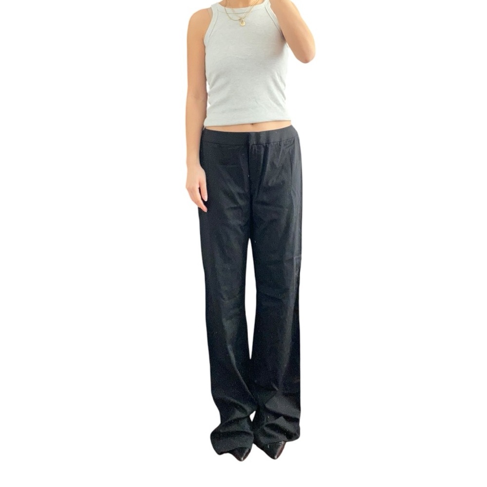 Lafayette 148 Wool Blend Menswear Black Straight Leg Pants Size US 8